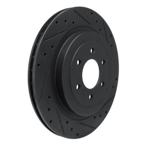 Dodge Viper Brake Rotor (1) - Rear Right - R1 Concepts - Drilled & Slotted - Black - `92-`02